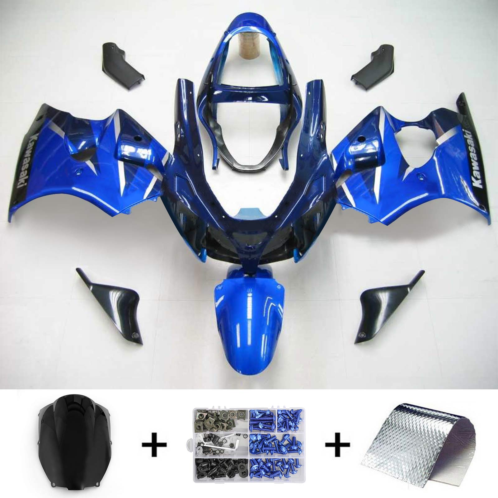 Kit de carénage bleu Kawasaki Zx6R 2000-2002