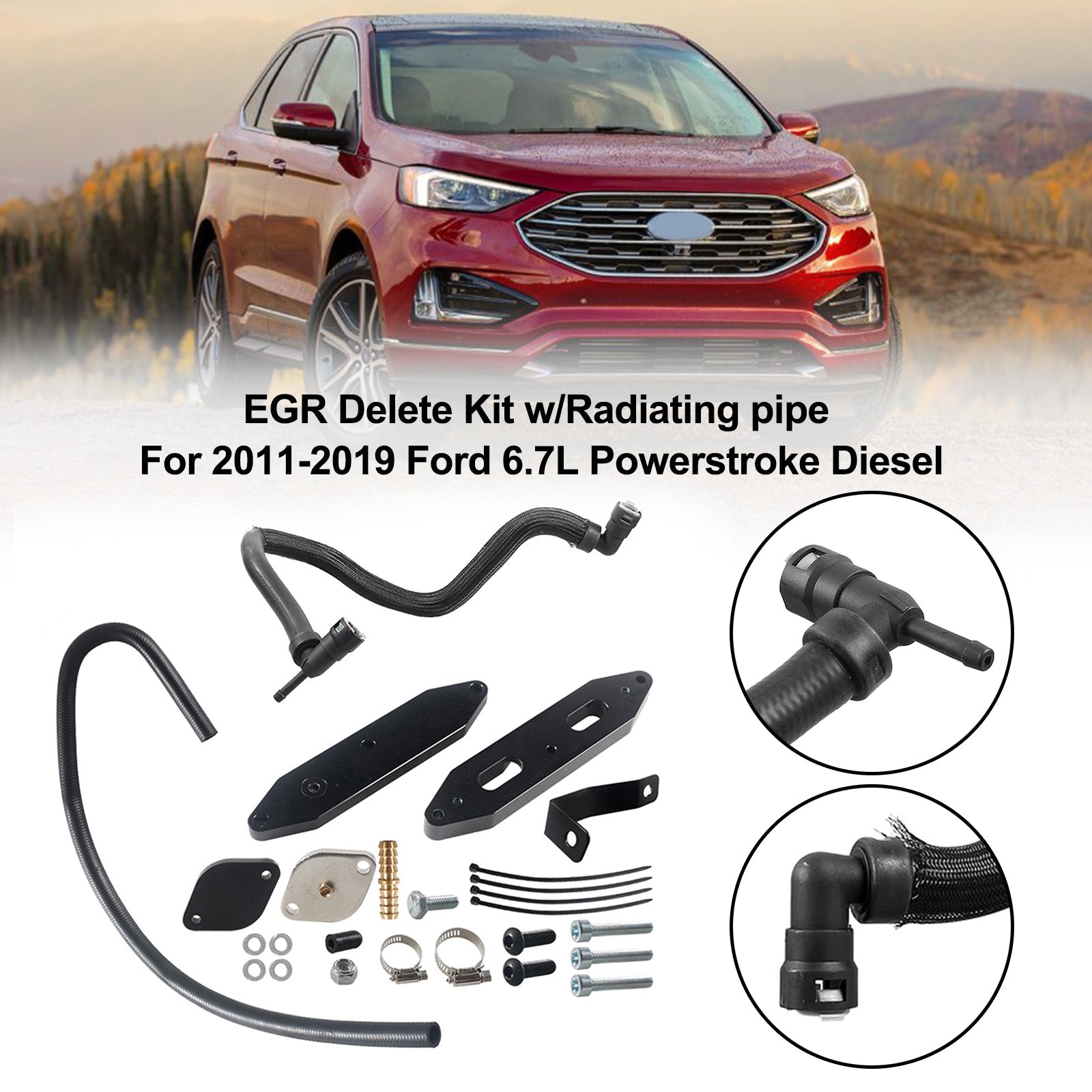 2011-2023 Ford 6.7L Powerstroke Diesel EGR Delete Kit w/Radiating pipe Fedex Express