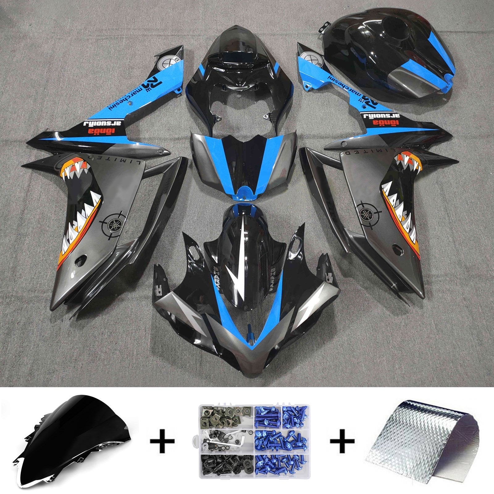 2007-2008 Yamaha YZF 1000 R1 Kit de carenado Carrocería Plástico ABS