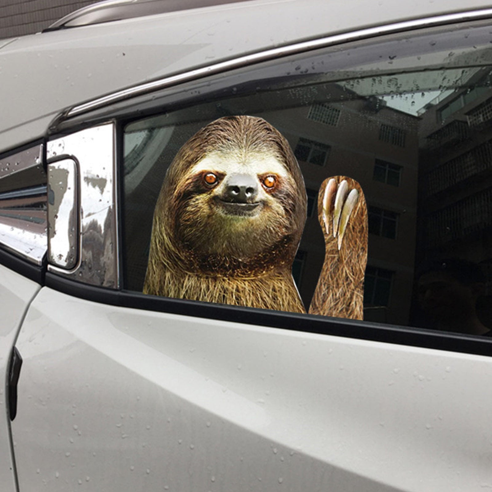 Car Window Sticker Person Size Passenger Side Right Sloth Waving Funny Universal Generic