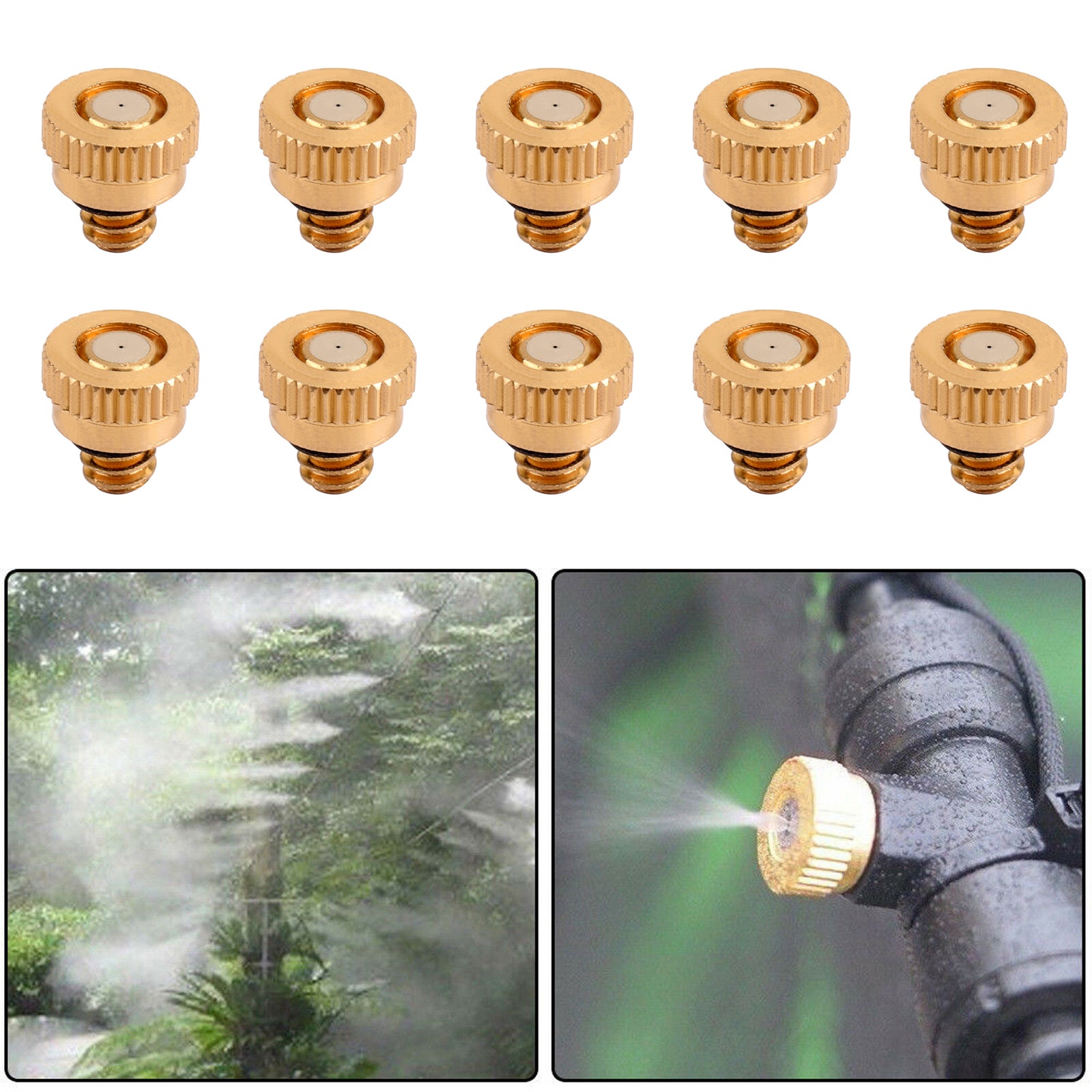 10X/20X/50X Brass Misting Nozzles Water Mister Sprinkle For Cooling System 0.024" 10/24 UNC