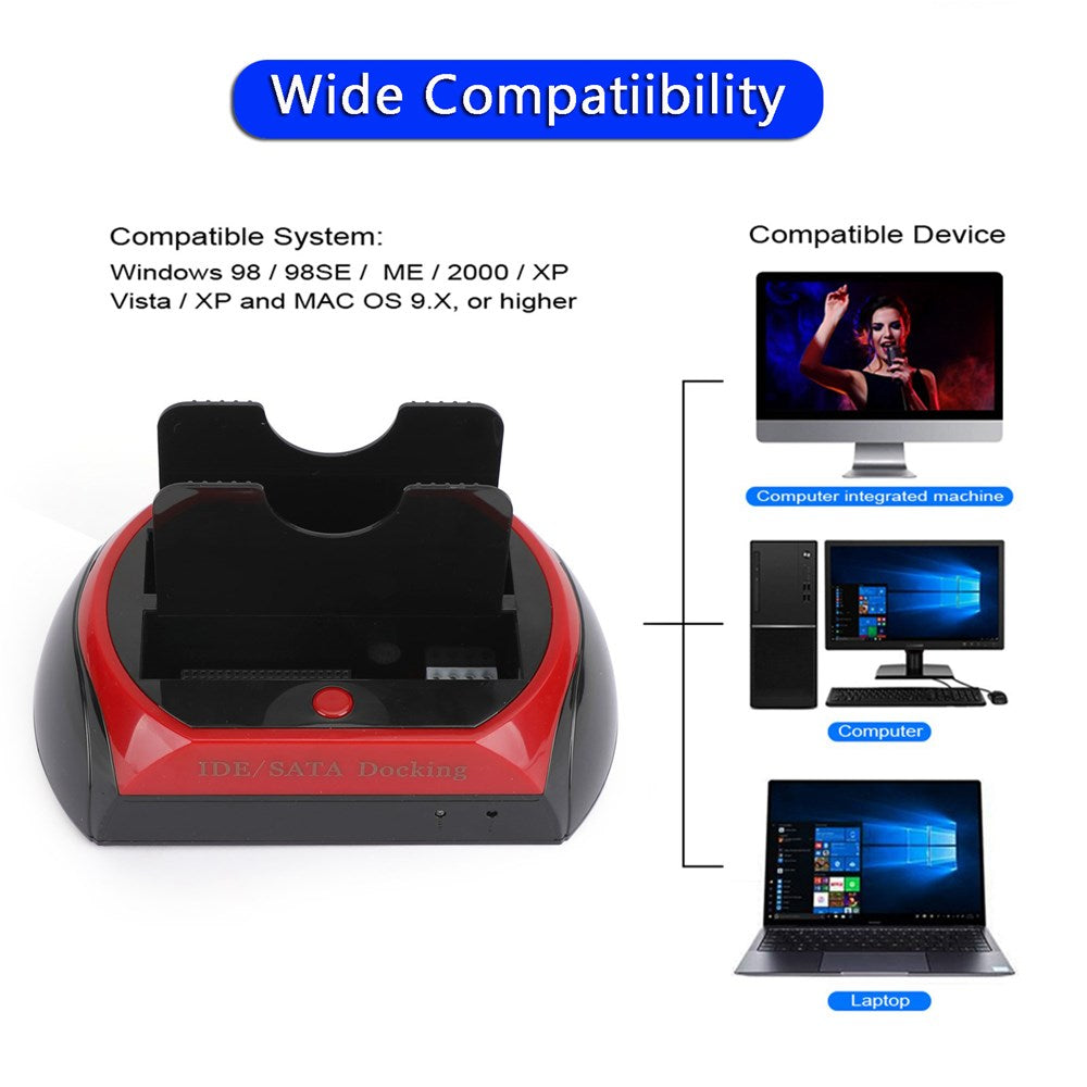 ALL in One HDD Docking/Dock Station HD Dual Bay USB to SATA IDE 2.5" 3.5" UK