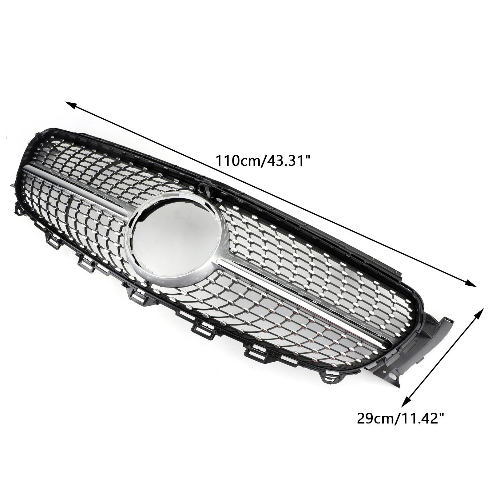 Diamond Silver Border Front Grille Grill Fit Mercedes BenzW213 E300 E400 16-19