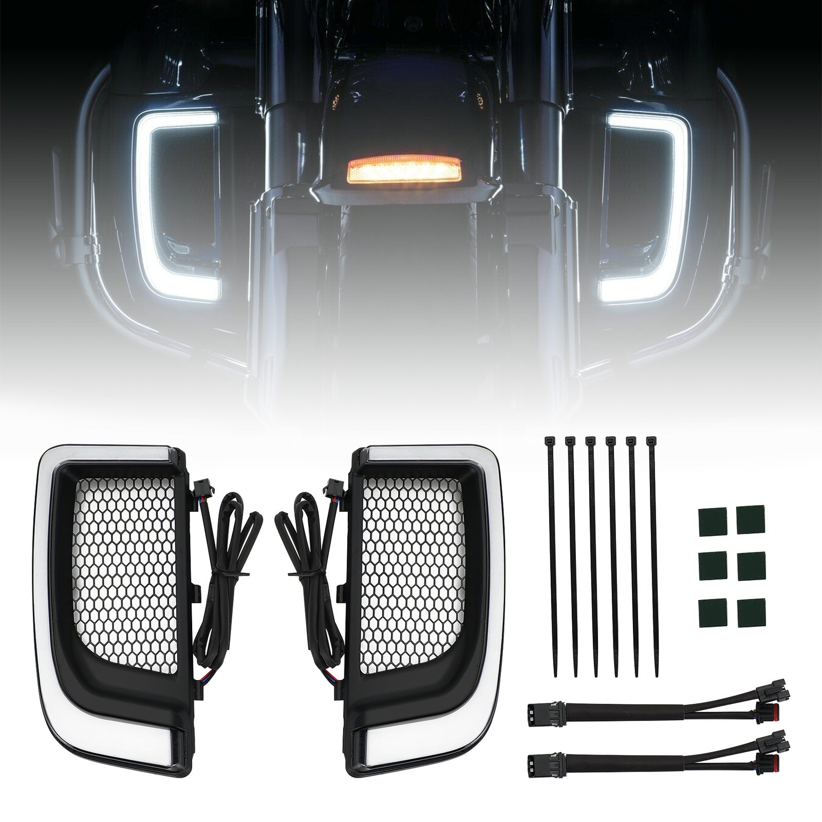 Traceur LED carénage inférieur grilles inférieures lumières pour Electra FLH/T Road Glide noir