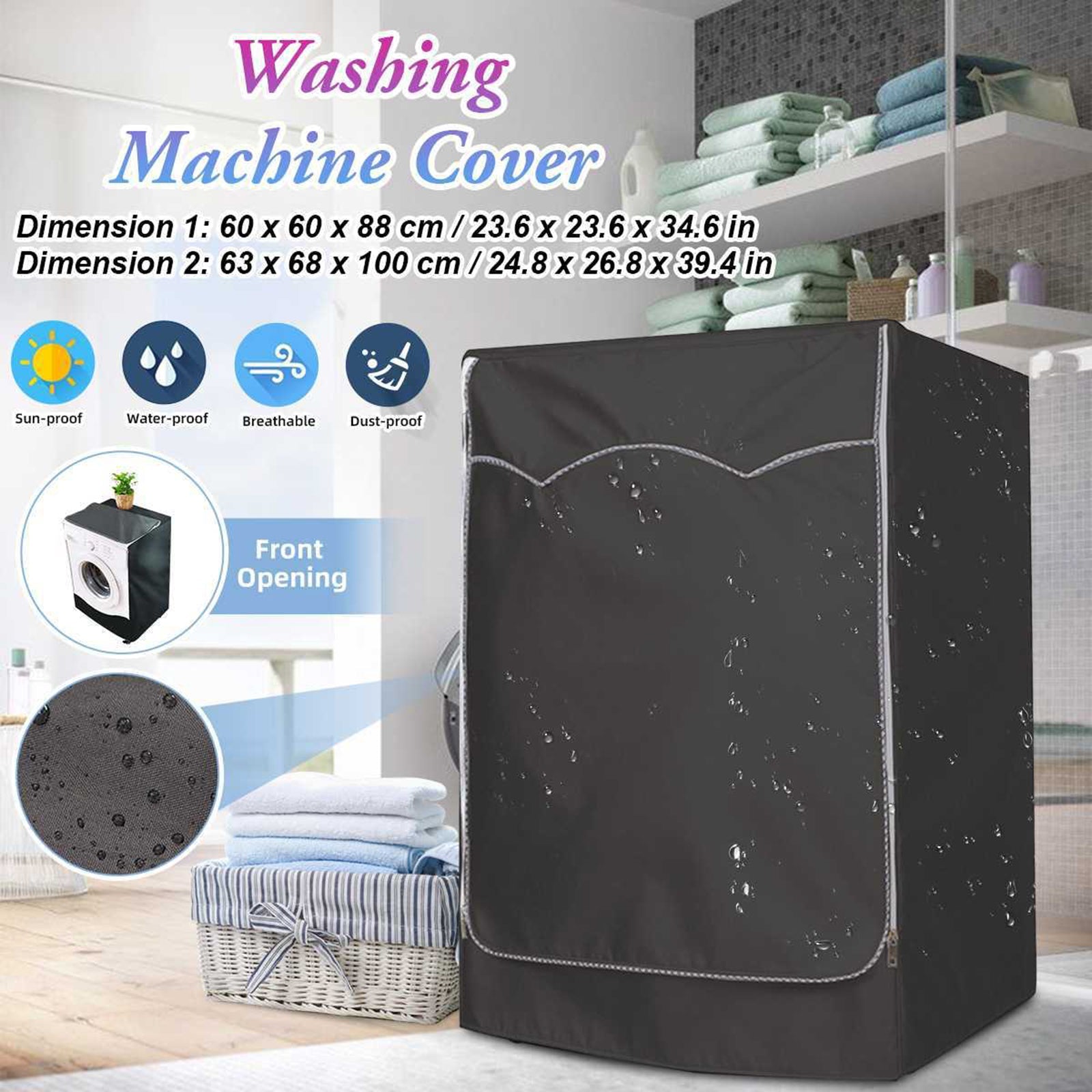 Waterproof Washing Machine Top Dustproof Cover Protect Front Load Washer Dryer