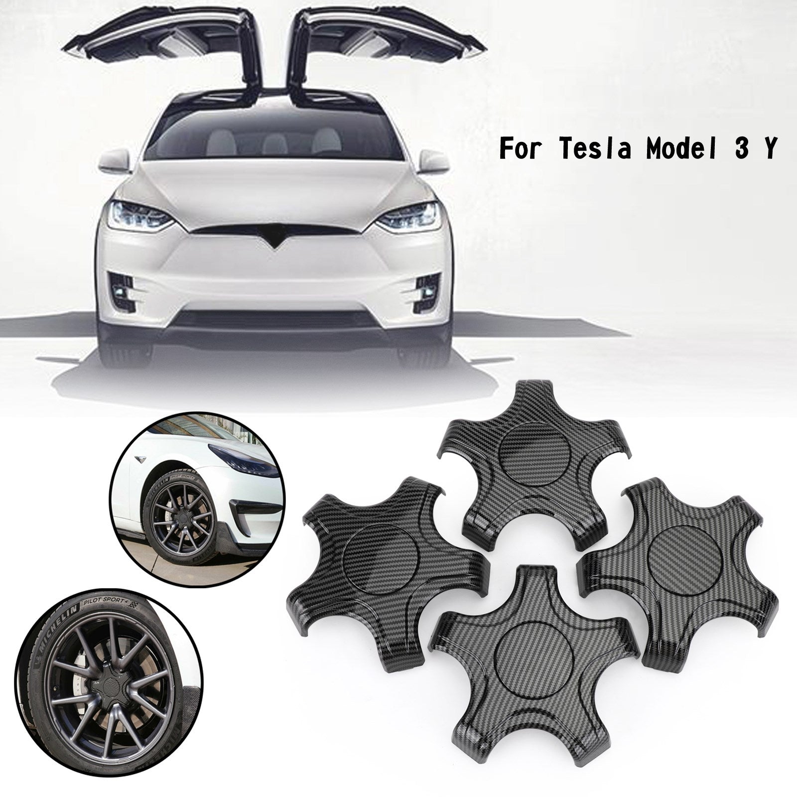 4 STKS Wiel Center Hub Cap Cover Center Velg Cap Fit Tesla Model 3 Model Y Generiek