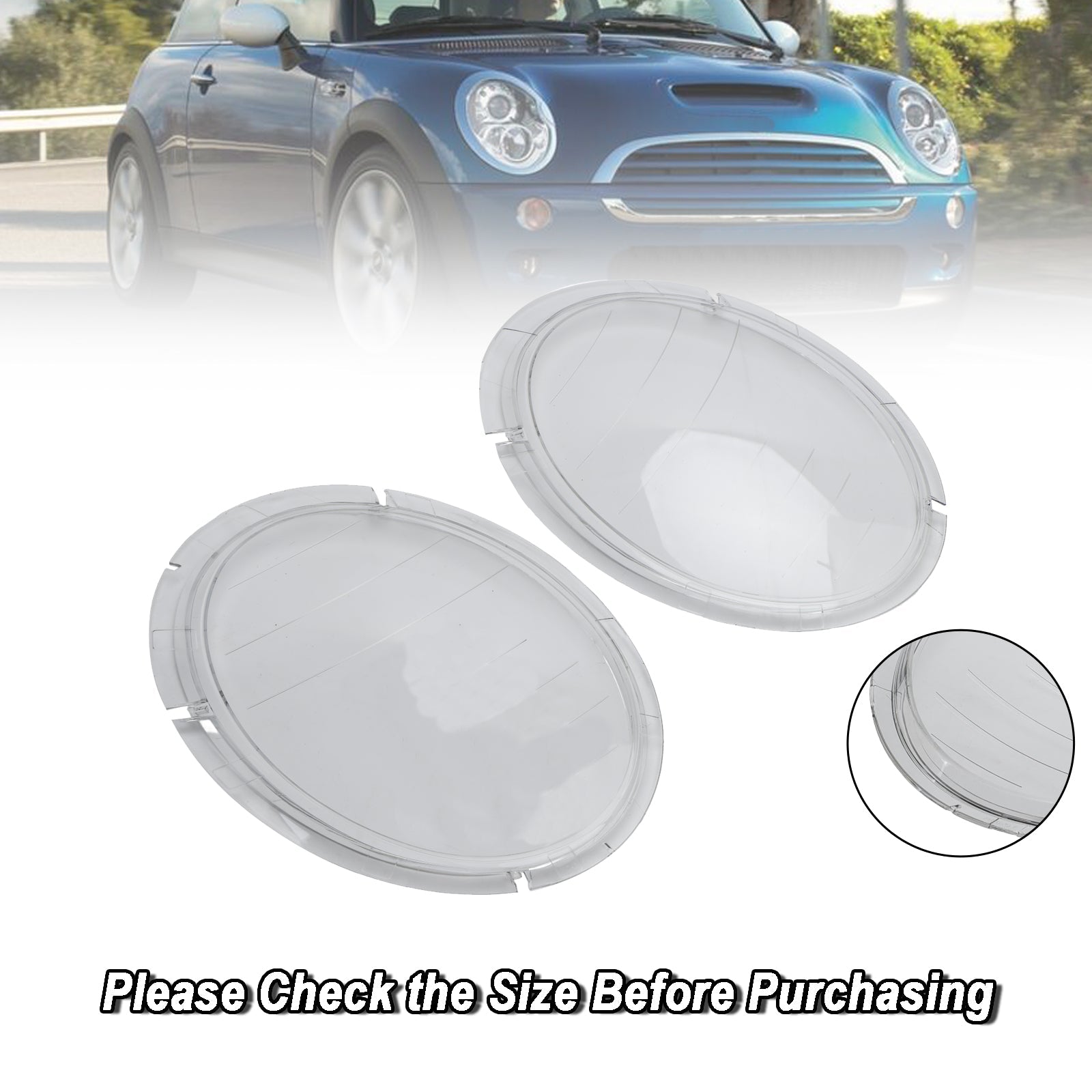 Mini Cooper R50 R53 Headlight Lens Plastic Cover Shell Left +Right 63126911701 02