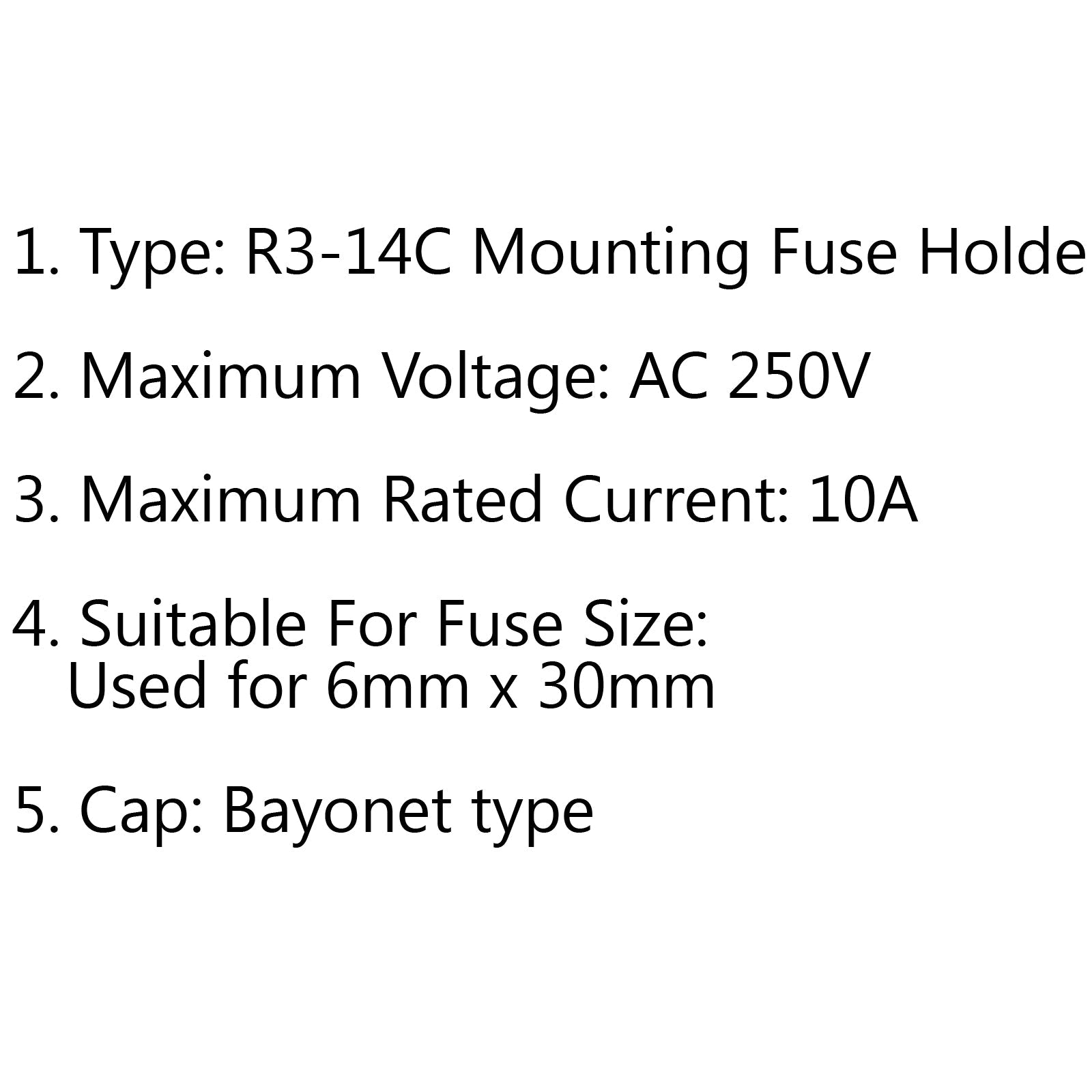 Porte-fusible de châssis à montage sur panneau SCI R3-14C, pour fusibles en verre 6x30mm, 10A 250V, 4 pièces