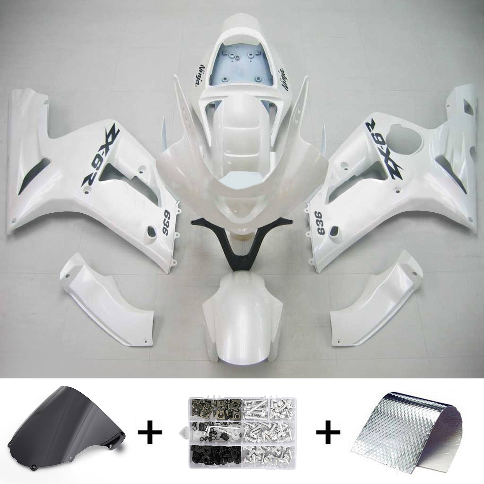 2003-2004 Kawasaki ZX6R 636 Kit de carénage d'injection Amotopart carrosserie plastique ABS #106