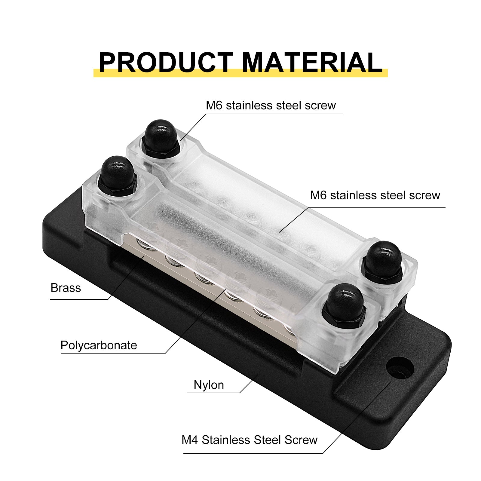 2/4/6/12 Way Dual-row Car Bus Bar Block with Dust Cover Distribution Terminal