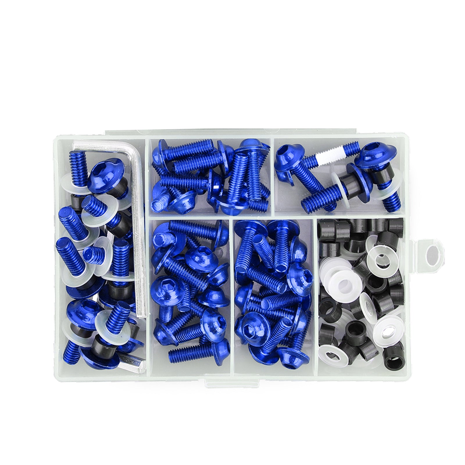 Kit de vis de fixation bleue pour moto, 158 pièces, boulon de carénage de pare-brise universel