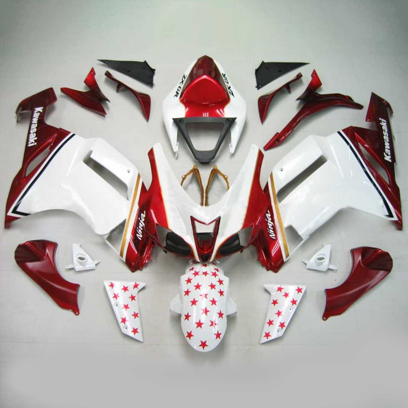 2007-2008 Kawasaki ZX6R 636 Amotopart Injection Fairing Kit Bodywork Plastic ABS #123