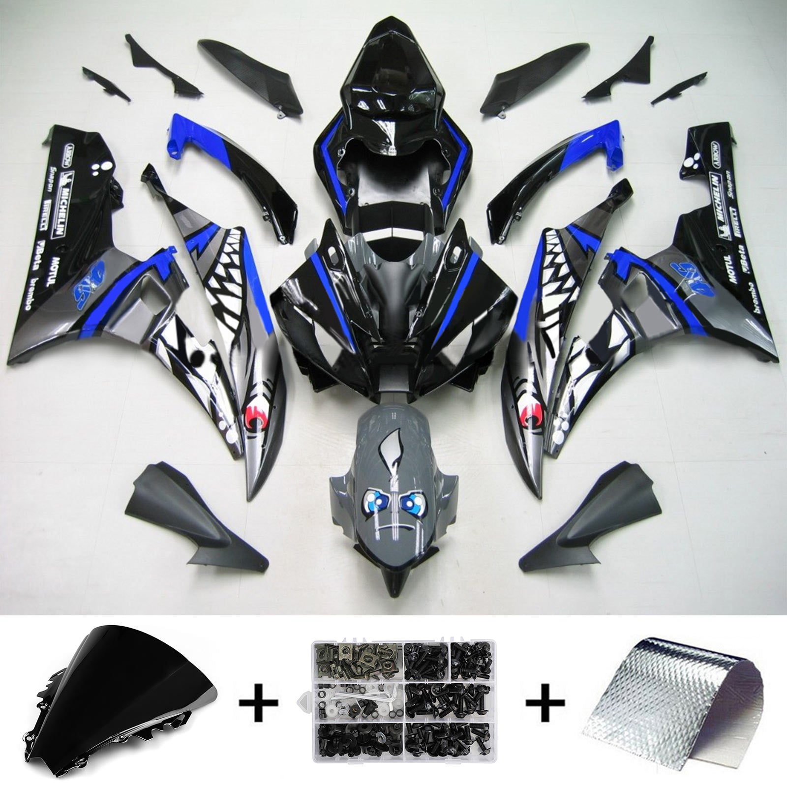 2006-2007 Yamaha YZF 600 R6 Amotopart Injection Fairing Kit Bodywork Plastic ABS #136