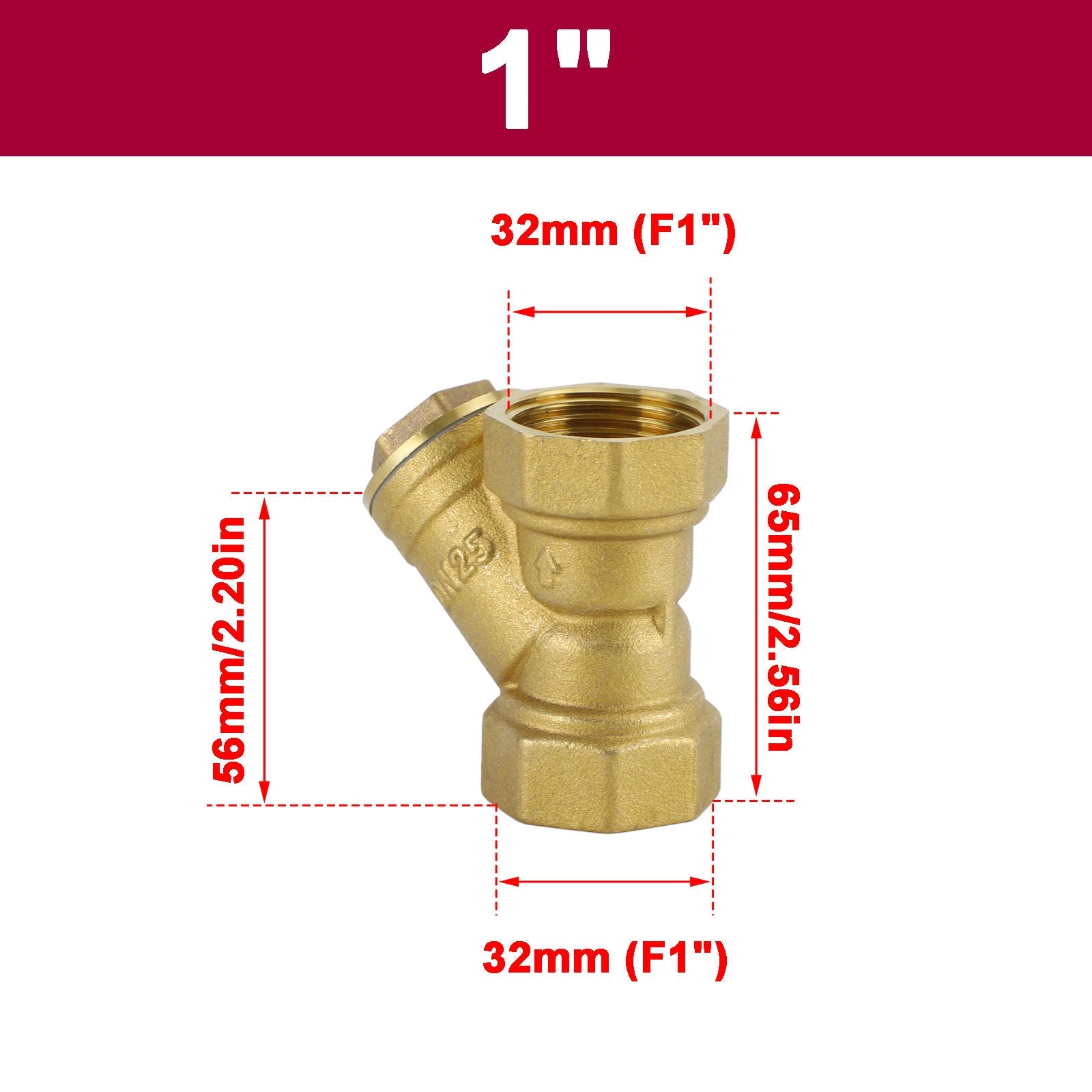 Connecteur de vanne de filtre en laiton en forme de Y, filetage NPT 1/2 "-1", pour eau et huile