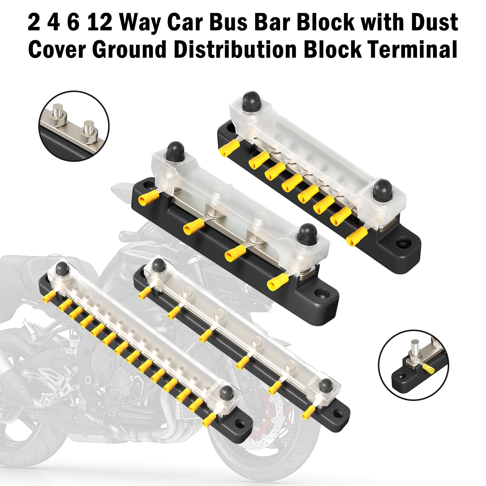 2/4/6/12 Way Car Bus Bar Block Dust Cover Distribution Terminal For Auto Marine