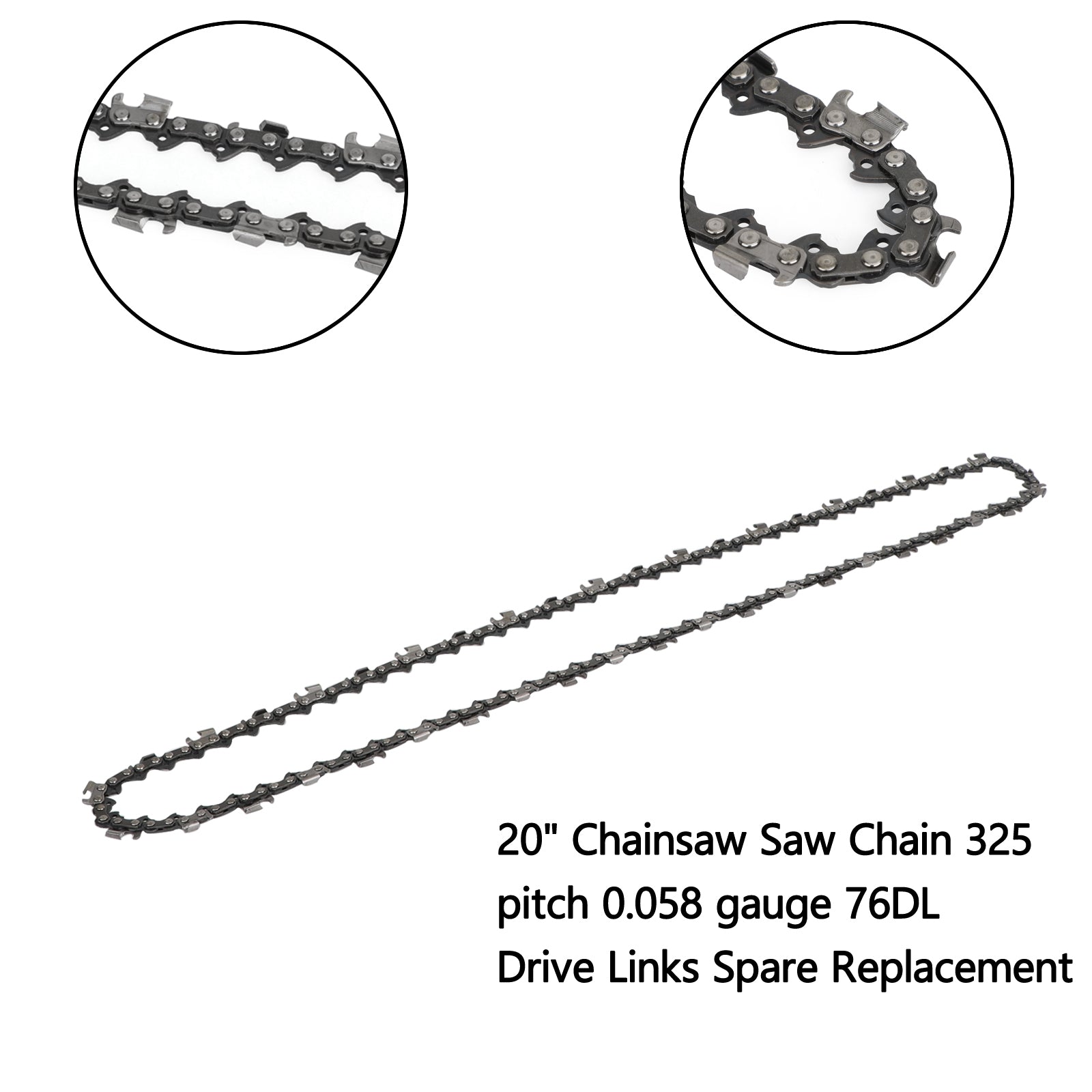 Chaîne de scie à chaîne de 20 pouces, pas de 325, calibre .058, maillons d'entraînement 76DL, remplacement de rechange