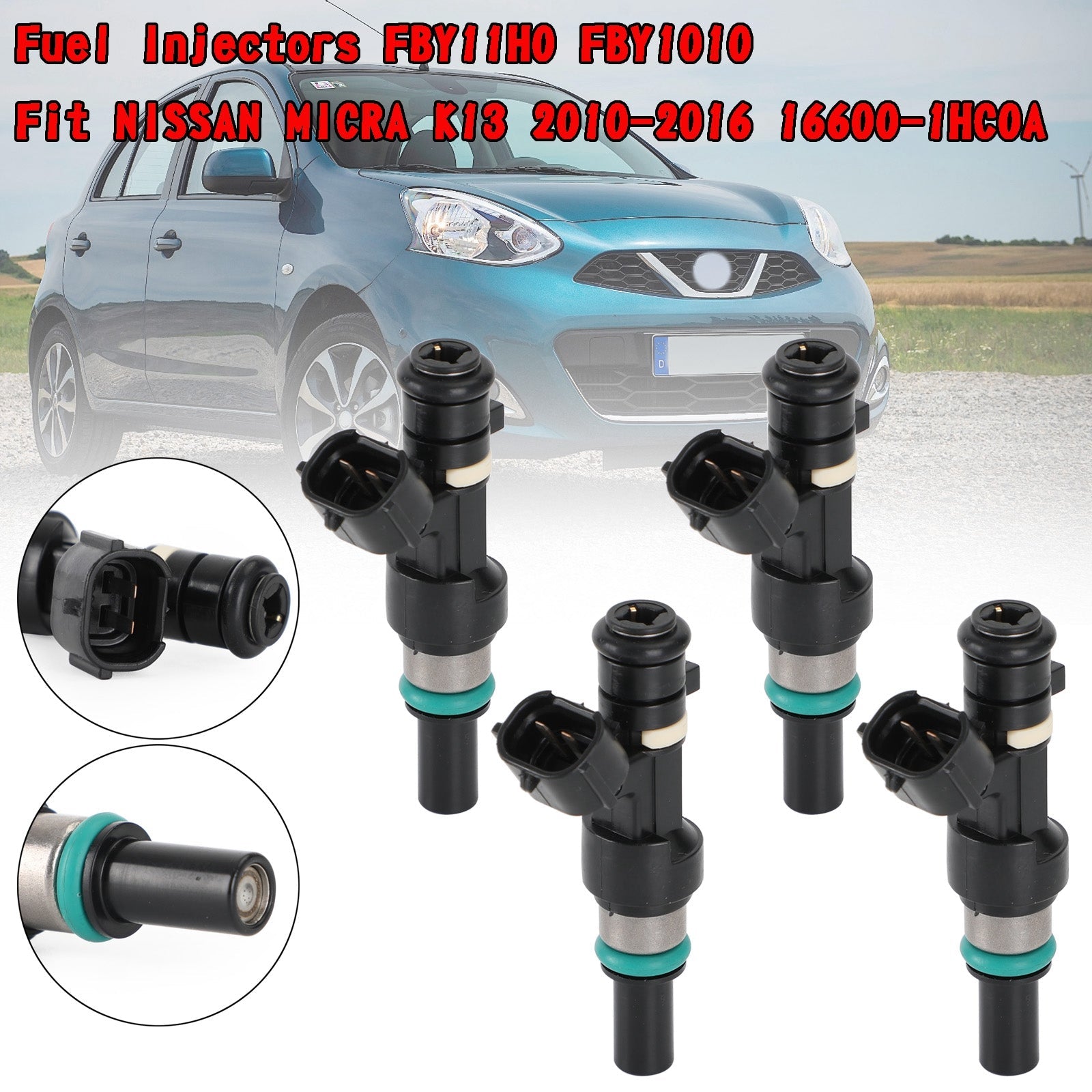 4PCS Fuel Injectors FBY11H0 FBY1010 Fit NISSAN MICRA K13 2010-2016 16600-1HC0A Generic