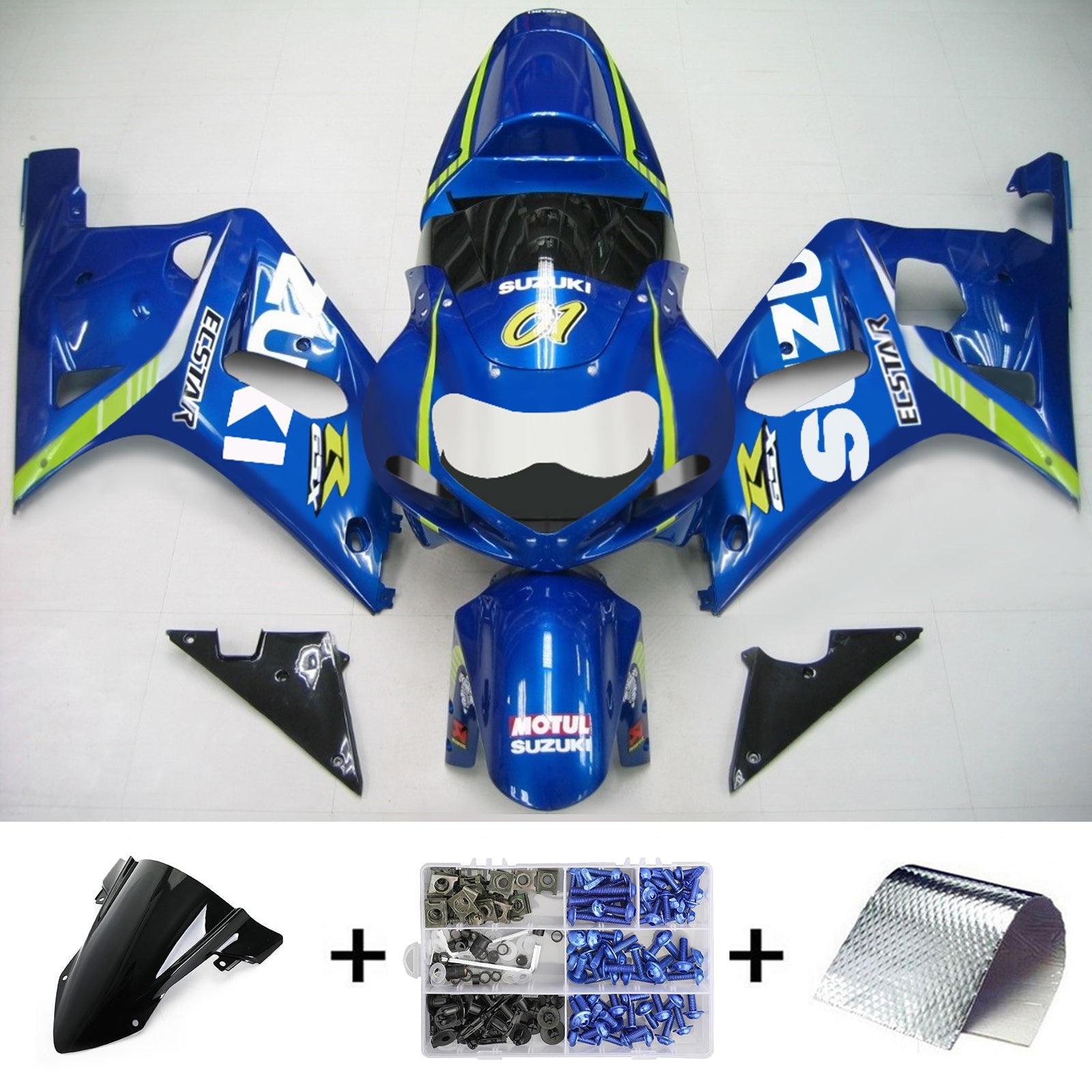 2001-2003 Suzuki GSXR750 K1 Amotopart Kit de carénage d'injection carrosserie plastique ABS #137