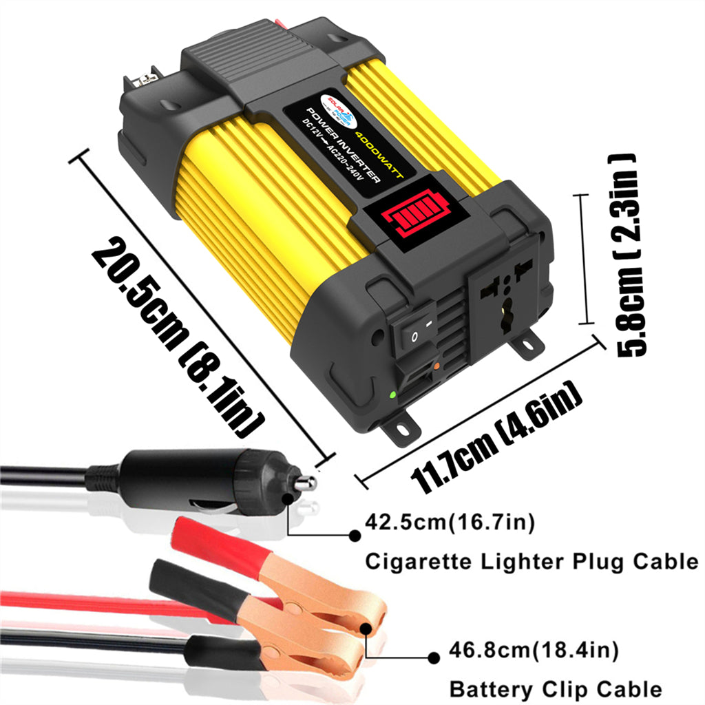 4000W auto-energie zuivere sinusomvormer met LED-display DC 12V naar AC 220V omvormer