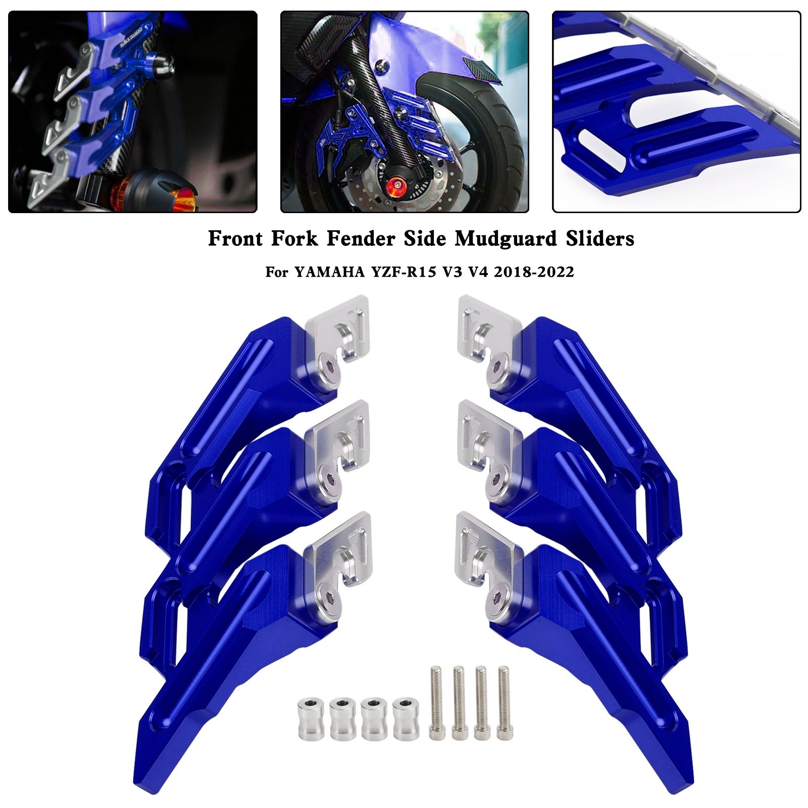 YAMAHA YZF-R15 V3 V4 2018-2022 CNC Front Fork Fender Side Mudguard Sliders