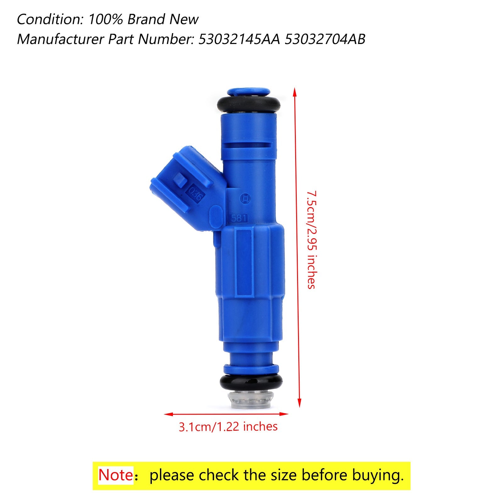 8 STK drivstoffinjektor for 2001-2007 DAKOTA RAM 1500 Chrysler 4.7L V8 53032704AB 53032145AA Generisk