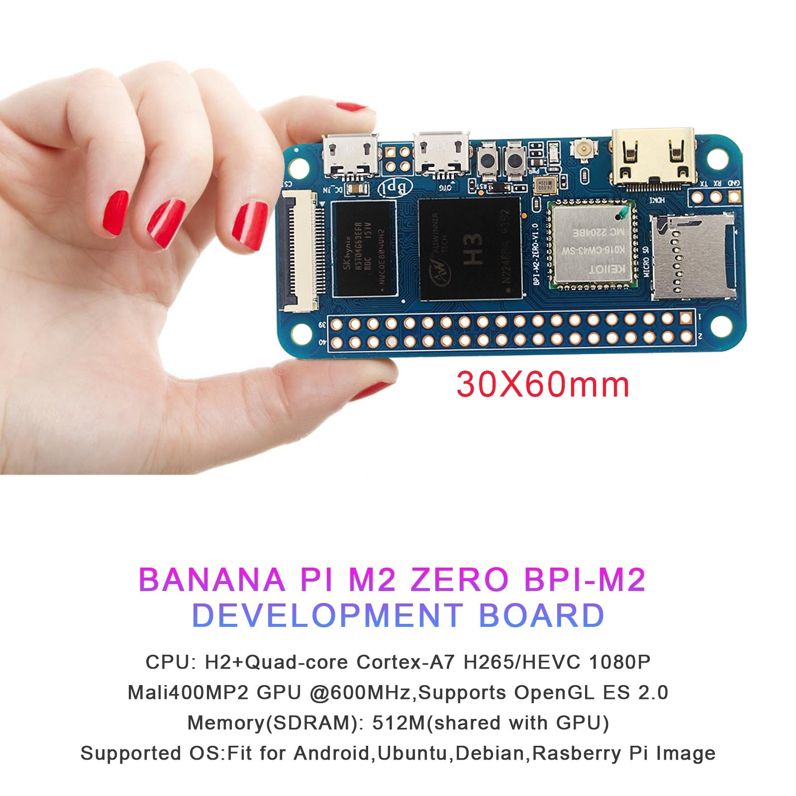 BPI-M2 Zero Quad Core Development Board Single-board computer voor Banana Pi