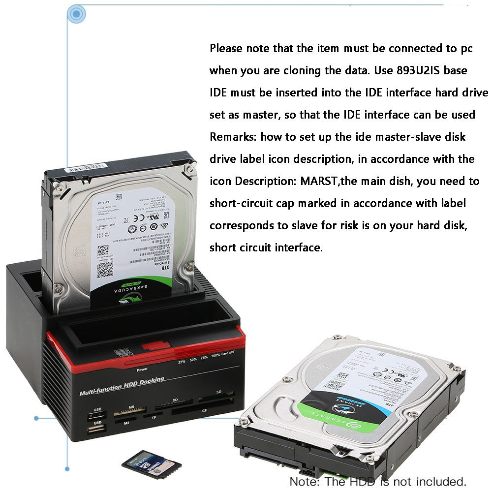 3 HDD Docking Station IDE SATA Dual UKB 3.0 Kloon harde schijf kaartlezer UK